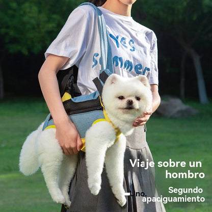 Acaricie el bolso, la mochila portátil al aire libre, la mochila de cuatro patas del pecho de algodón de lino del perro y del gato