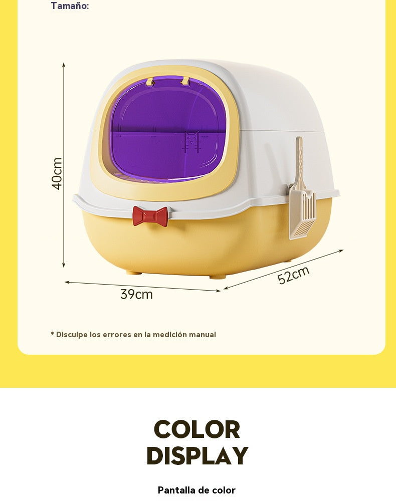 Caja de arena para gatos extragrande, esterilización ultravioleta, inodoro para gatos completamente cerrado, desodorización automática, caja de arena para gatos abatible