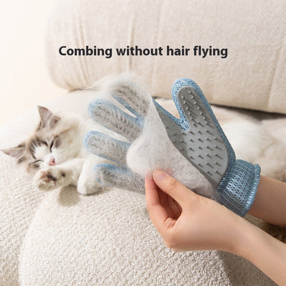 Pet cat grooming glove for cats.