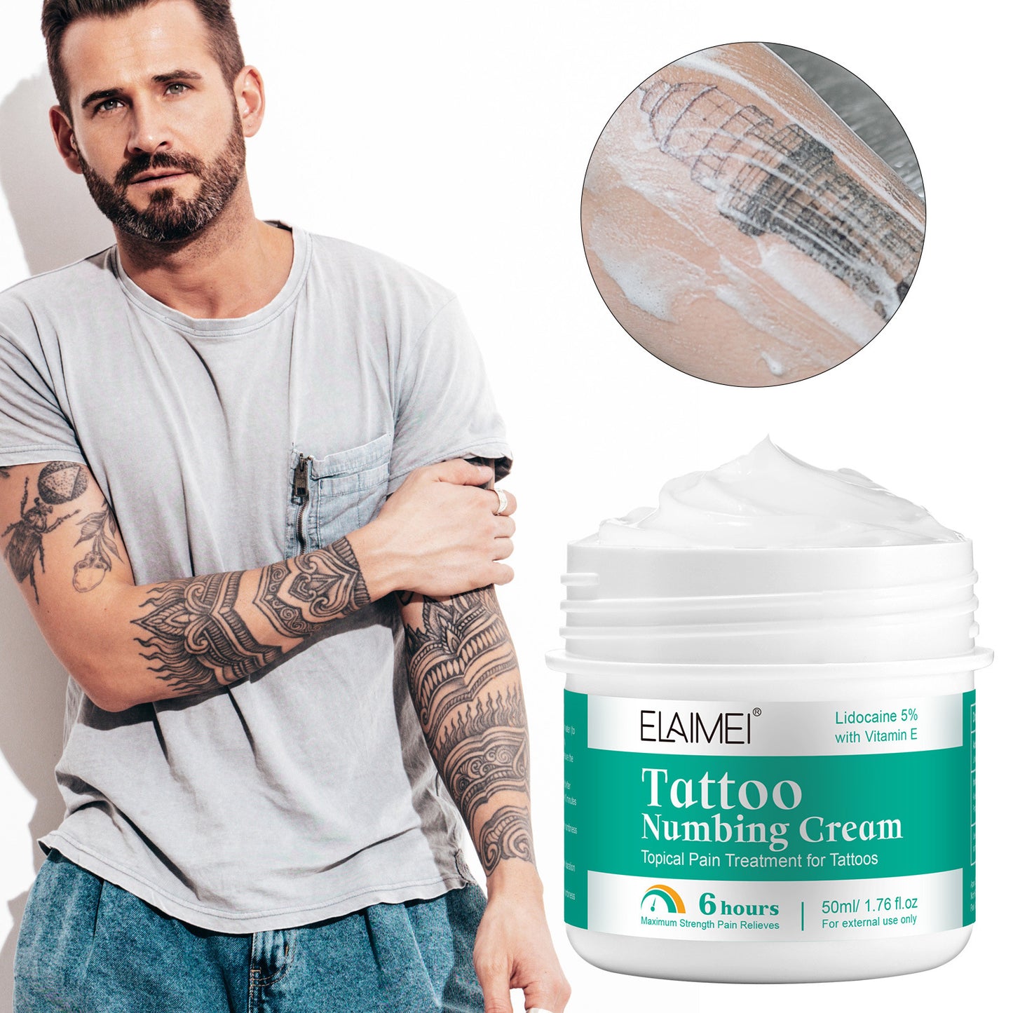 Crema anestésica para tatuajes: crema pre-tatuaje, crema anestésica para tatuajes, natural, vegana, para el cuidado posterior del tatuaje