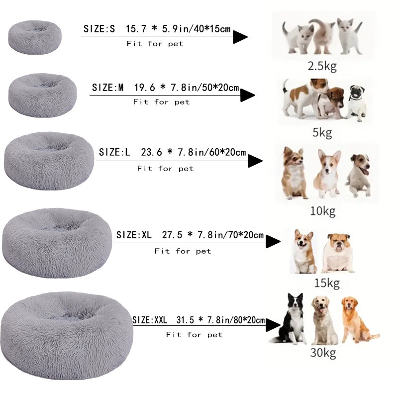 Cama relajante para perros y gatos: Cuddler Warming, acogedora y redonda