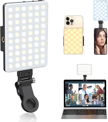 Luz para selfies, luz para disparos, luz para teléfonos inteligentes, anillo de luz, clip, fotografía, luz para actrices, compatible con iPhone, reuniones en línea, disparos, transmisión, montaje para teléfonos inteligentes o tabletas, 3 colores