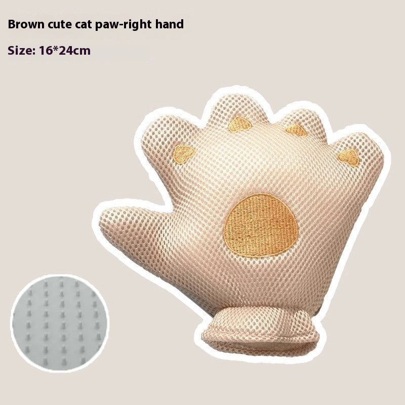 Pet cat grooming glove for cats.