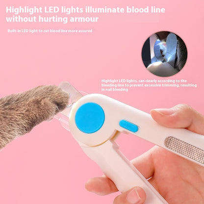 Herramienta de limpieza y aseo de mascotas con luz LED: amoladora de uñas Bloodline-Safe para gatos y perros, cortaúñas con LED para un corte seguro.