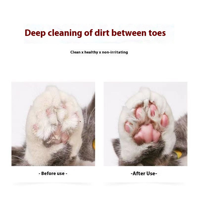 Pet foot cleaning foam is used for cleaning and moisturizing the paws of dogs and cats. It is wash-free.